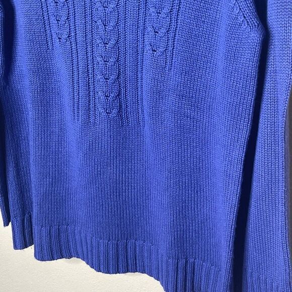 Real Clothes Sweater Women's Medium Blue Cable Knit Silk Cashmere Bland Saks 5th - Picture 8 of 9